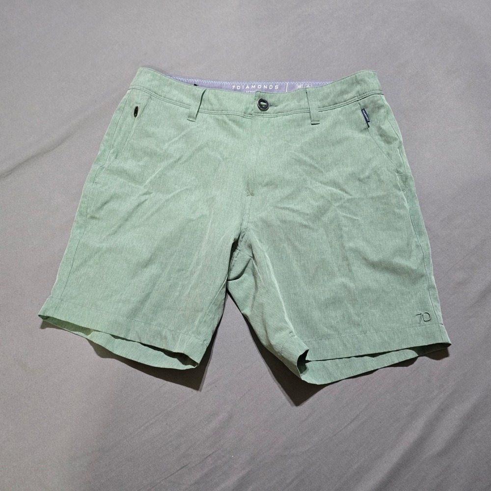 7 Diamonds Aeroplane Performance Shorts Mens 30 Green Heathered STS7-1167